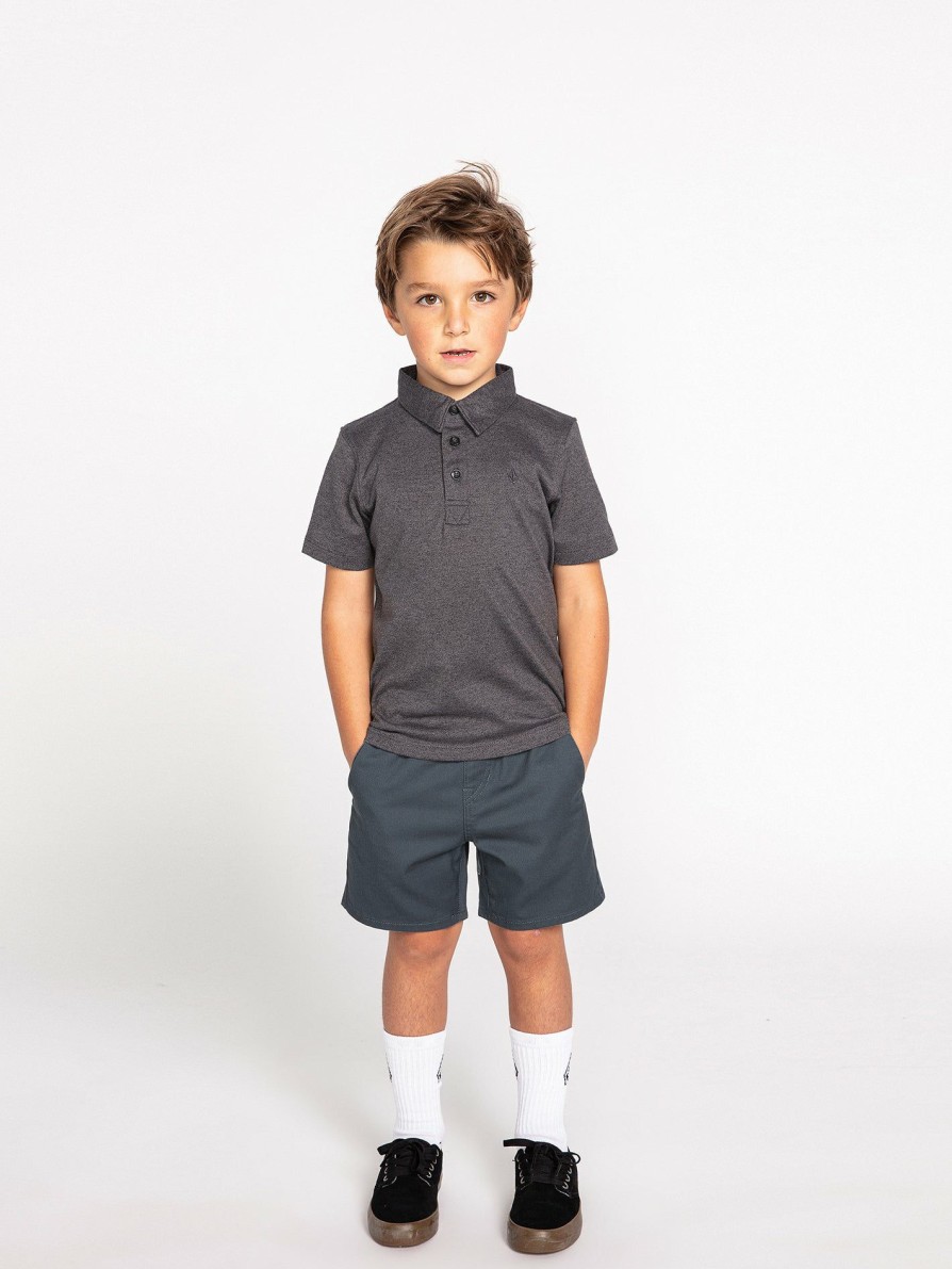 Kids * | Volcom Discount Online Little Boys Wowzer Polo Short Sleeve Shirt Stealth