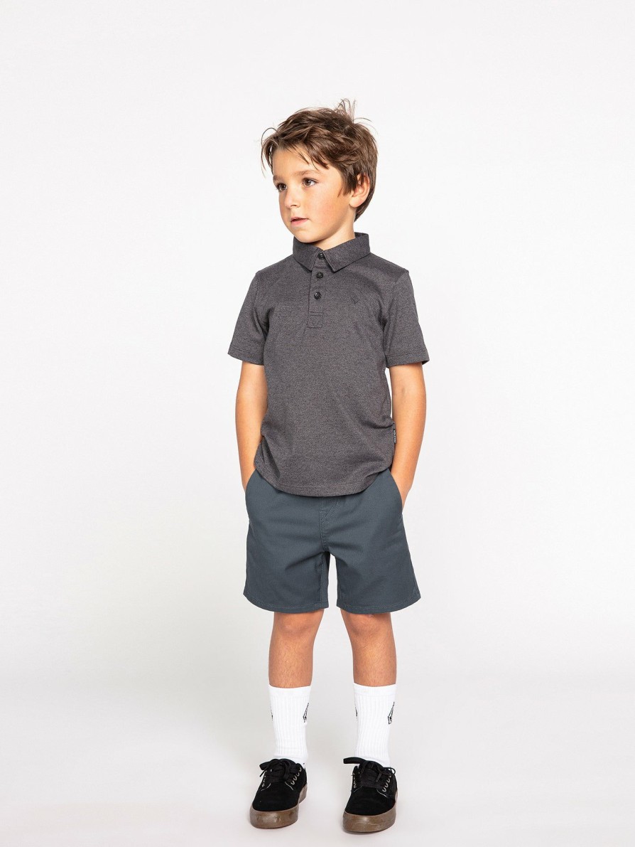 Kids * | Volcom Discount Online Little Boys Wowzer Polo Short Sleeve Shirt Stealth