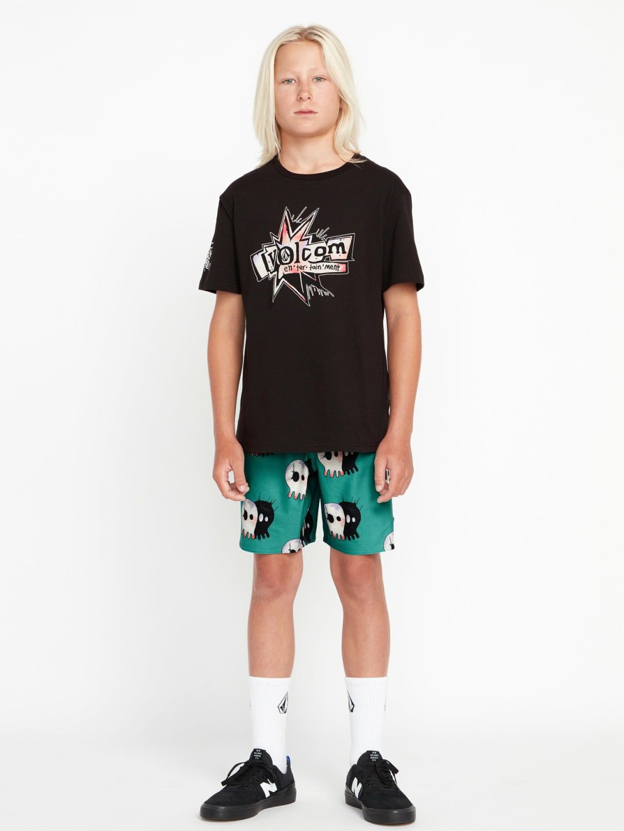 Kids * | Top Sell Big Boys Volcom Entertainment Skullconuts Short Sleeve Tee Shirt Black