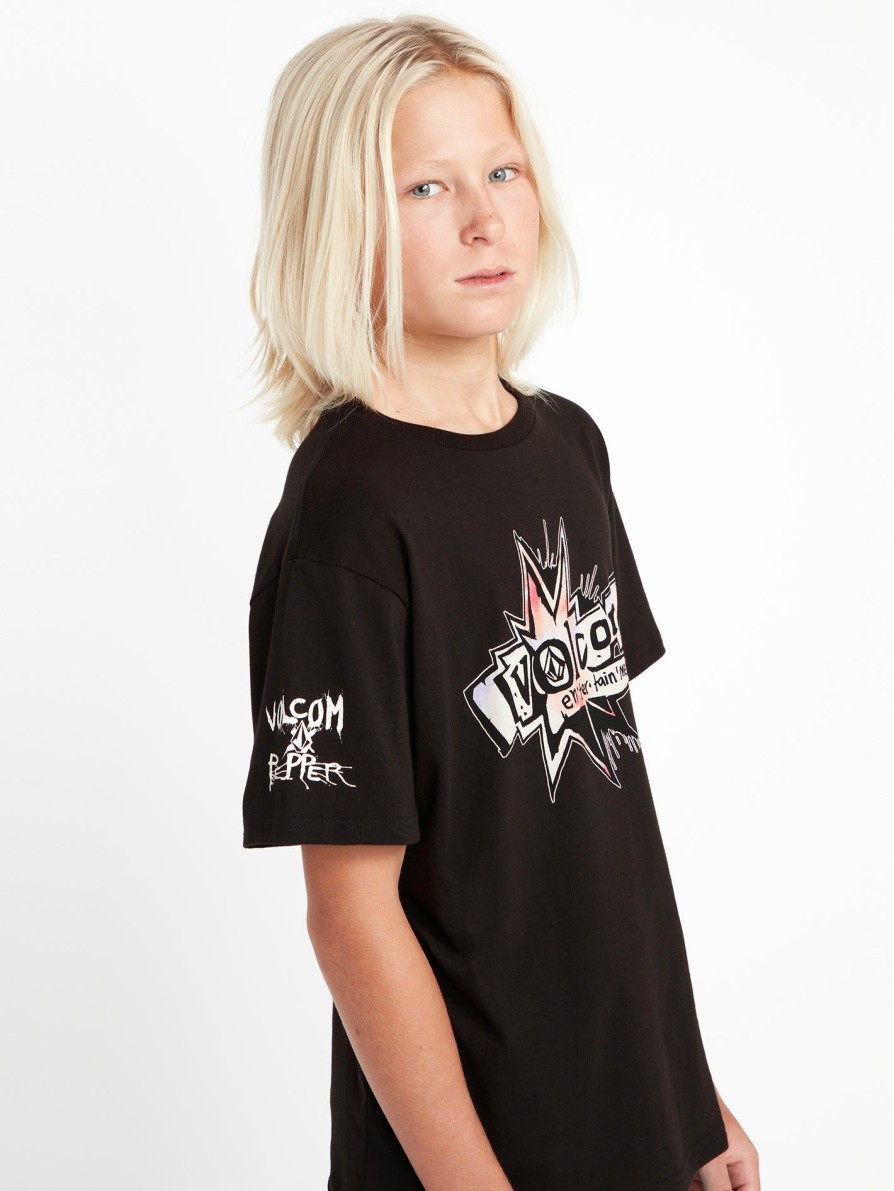 Kids * | Top Sell Big Boys Volcom Entertainment Skullconuts Short Sleeve Tee Shirt Black