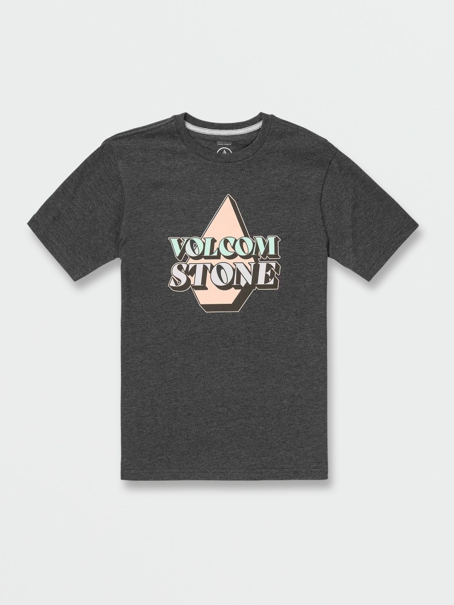 Kids * | Volcom Reliable Quality Big Boys Stript Short Sleeve Tee Dark Black Heather