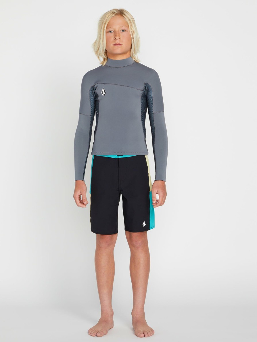 Core Surf * | Volcom Limited Edition Big Boys Modulator 2Mm Long Sleeve Jacket Wetsuit Charcoal