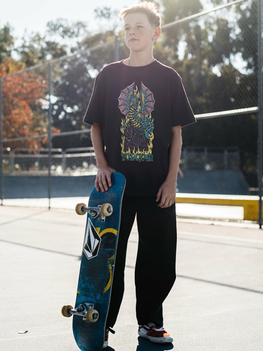 Kids * | Volcom Top Sell Big Boys Alstone Short Sleeve Tee Black