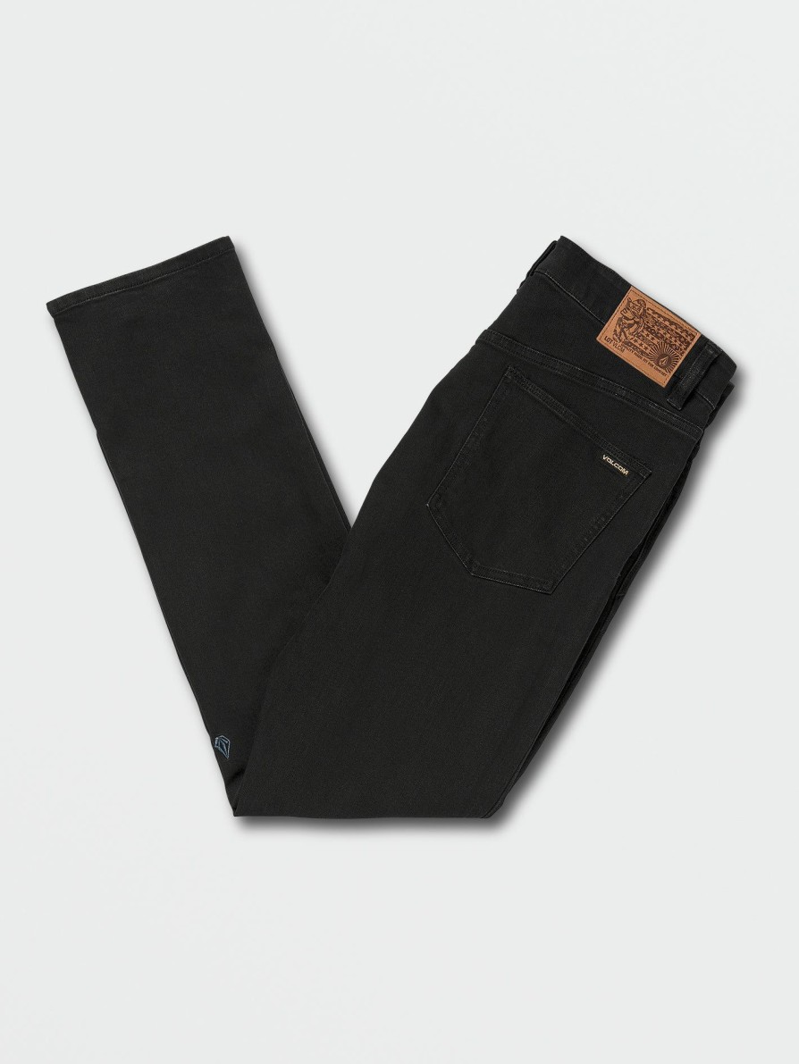 Mens Clothing * | Volcom Gift Selection Vorta Slim Fit Jeans Black Out