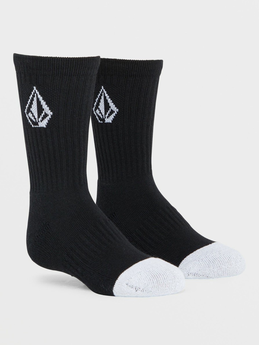 Core Skate * | Volcom Cheaper Boys Full Stone 3 Pack Socks Black