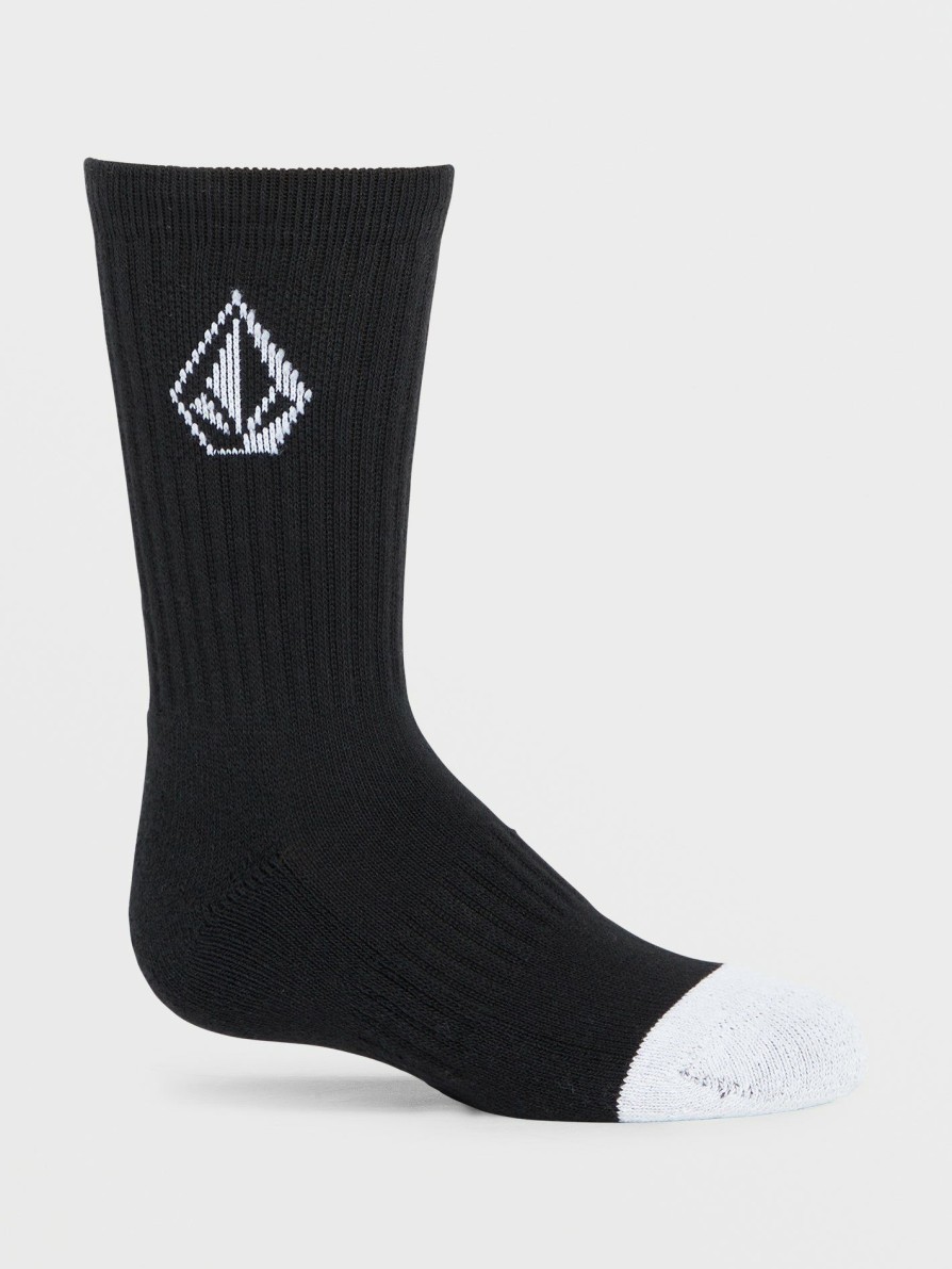 Core Skate * | Volcom Cheaper Boys Full Stone 3 Pack Socks Black