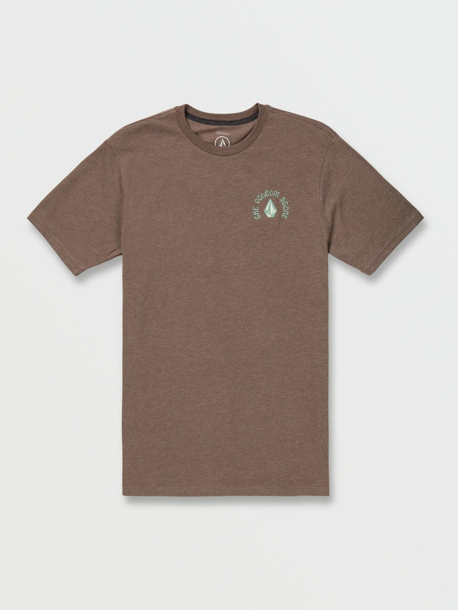 Mens Accessories * | Volcom Top Sell Stone Trippin Short Sleeve Tee Charcoal Heather Cocoa Heather